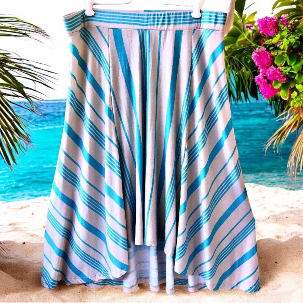 STEM Skirt High-Low Swing Stripes Womens Large Made in USA